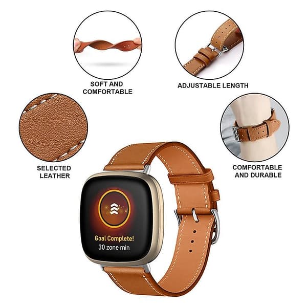 Til Fitbit Versa 4 / Sense 2 Universal urrem i ægte læder White