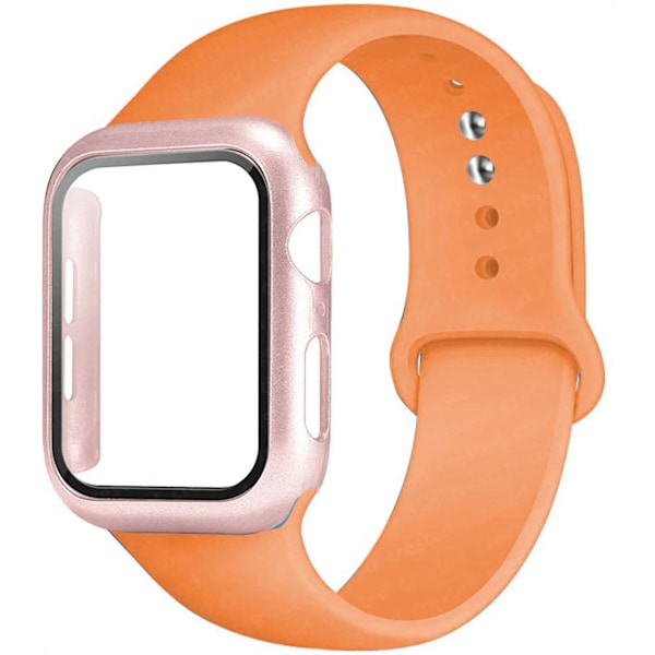 Case+ Rem för Apple Watch Band 44mm 40mm 38mm 42mm Silikon Armband med PC Skärmskyddsöverdrag iWatch 3 4 5 6 SE