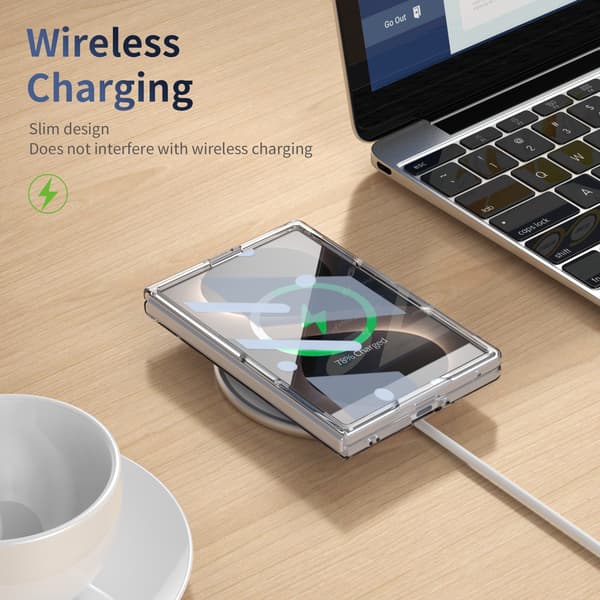 Magnetisk deksel til Samsung Galaxy Z Fold8, ripebestandig med roterende stativ Silver