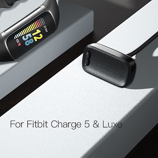 Laddare kompatibel för Fitbit Charge 5, ersättnings USB laddaradapter Laddsladd Laddningskabel för Charge5 Advanced Fitness & Health Tracker (2-pc) 2 Pack
