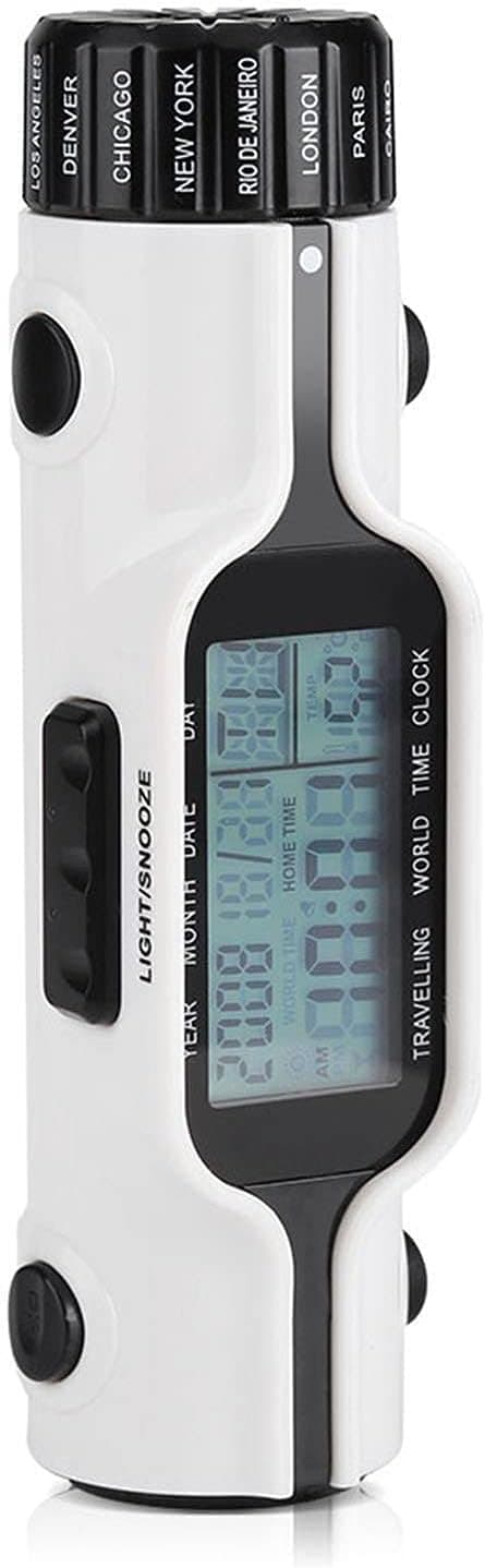 Väckarklocka Ficklampa LED Digital Världstids Reseväckarklocka Termometer Utomhus
