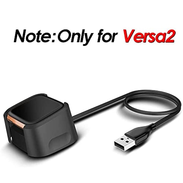 Laddare för Fitbit Versa 2 Usb-laddningskabel Ersättningsdockningsstation 2-pack