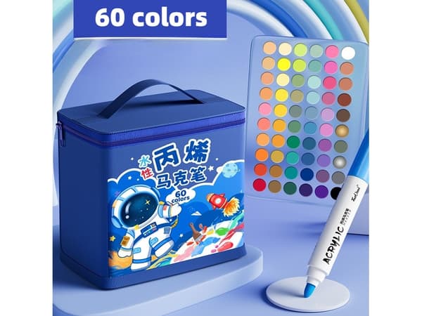 Markers, akrylfärgspennor för barn, DIY ritpennor 60 färger (astronaut)