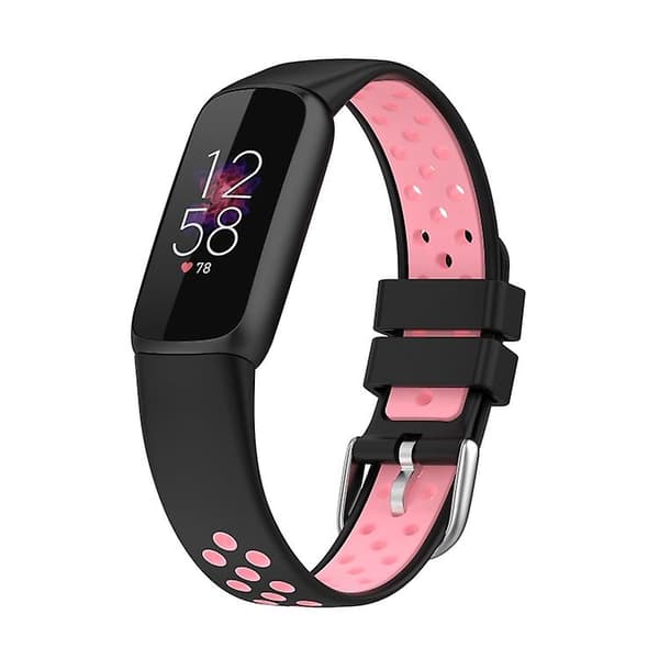 Til Fitbit Luxe tofarvet silikoneurrem Black Pink