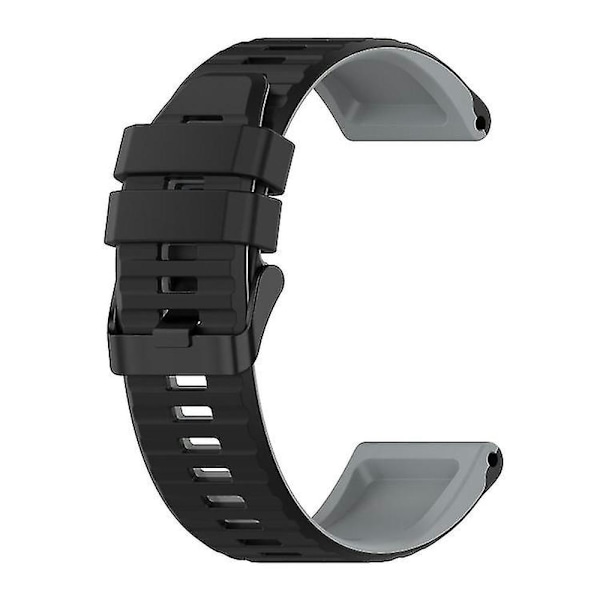 För Garmin Fenix 7 22mm Tvåfärgad Silikonklocka STMZ Black Grey