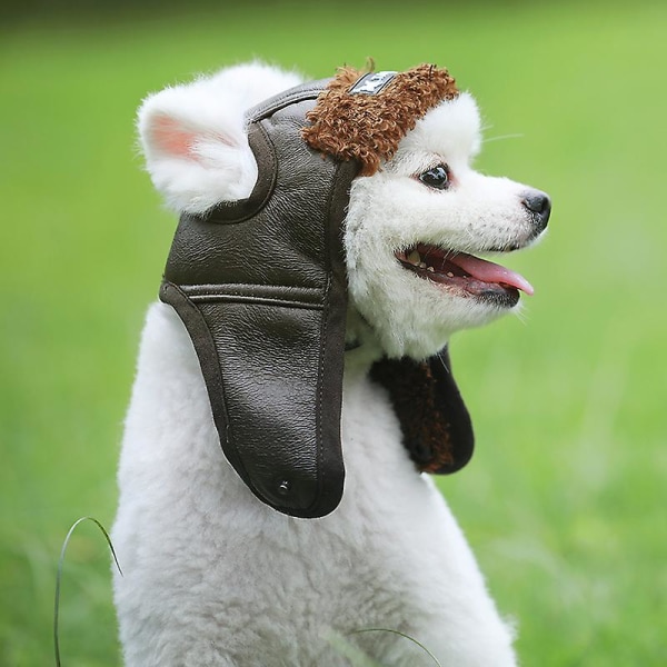 Söpö lemmikkihattu Lemmikkien puku Cosplay tuulenpitävä pilottihattu koiran koristelutarvikkeet brown M