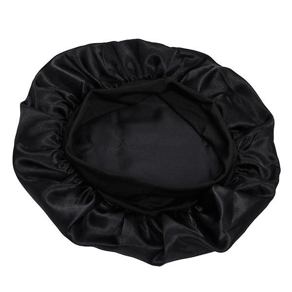 2kpl Sleep Cap - Satin Bonnet - Sleep Cap Musta One Size