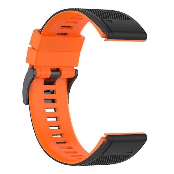 Til Garmin Fenix ​​7x tofarvet silikone urrem Black Orange