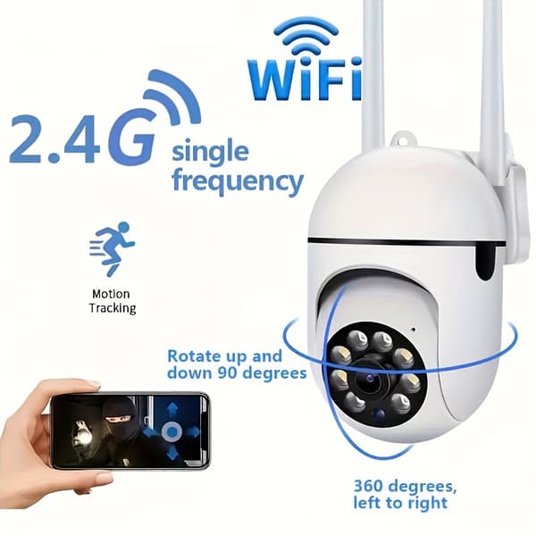 Trådlös kamera 1080P WIFI övervakningskamera 355 graders intercom hem säkerhetskamera