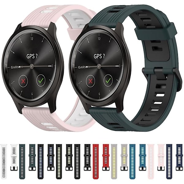 För Garmin Move Style 20 mm vertikalt mönster tvåfärgat watch Pink-White