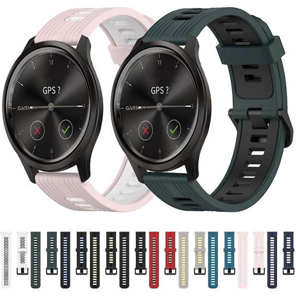 Garmin Move Style 20 mm pystykuvioinen kaksivärinen watch White-Black