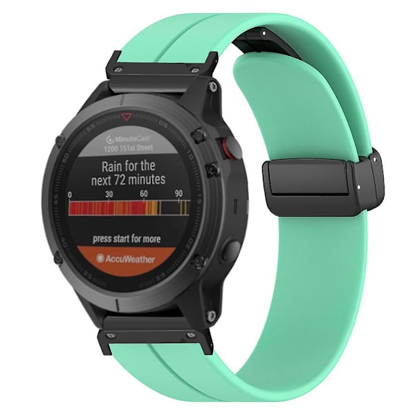 Til Garmin Fenix 7 / 6 / 5 22mm Rem til håndled Fleksibelt silikoneur med magnetisk spænde Mint Green