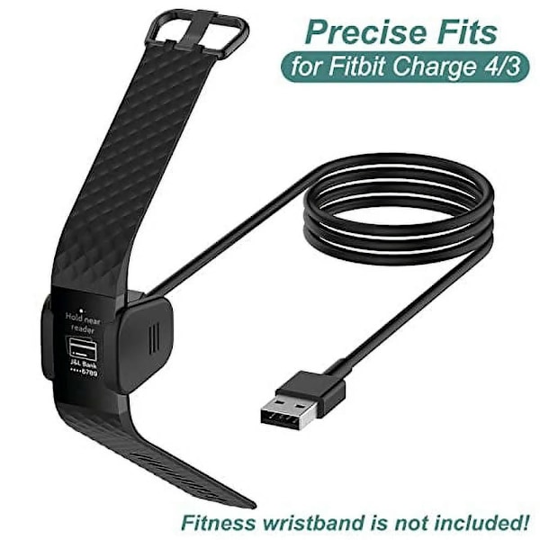 Lader for Fitbit Charge 4, erstatnings-USB-ladekabel, dokkingadapter kompatibel med Fitbit Charge 4 Fitness Tracker