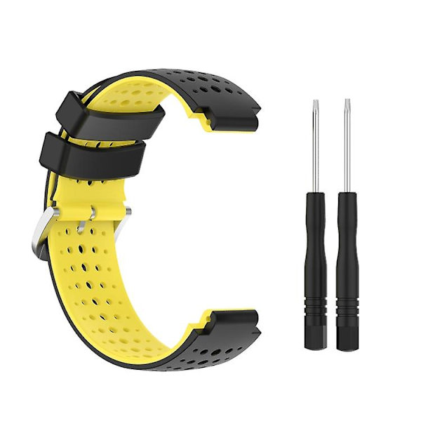 Til Garmin Forerunner 235 Lite Silikone Sports-urrem i to farver Black-Yellow