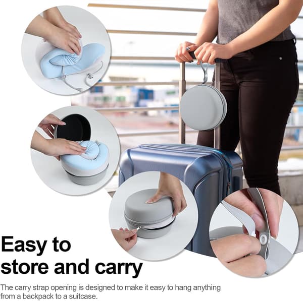 U-formet reisepute i memory foam, bærbar nakkepute grå