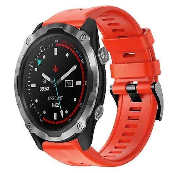 For Garmin Descent Mk 2 metallspenne ensfarget silikonklokkerem Red