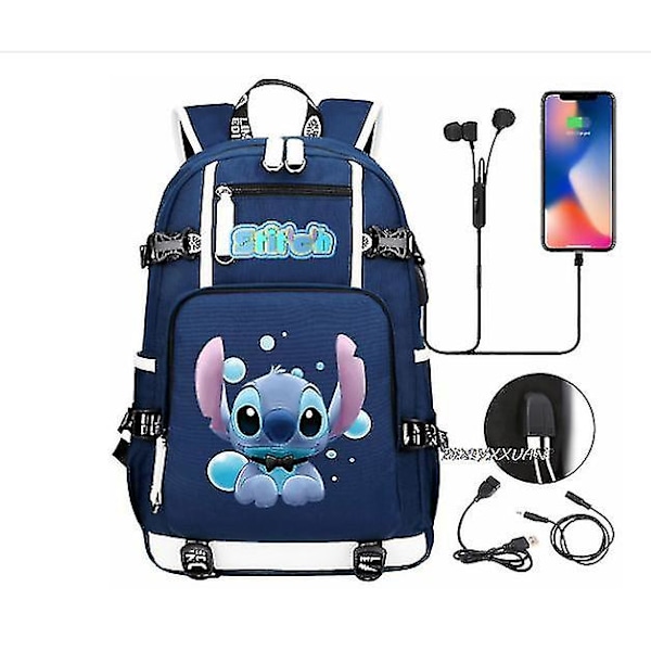Lilo og Stitch Skolesekker Kapasitet Ryggsekker Gutter Jenter Usb Lading Reise Stor Bærbar PC Studenter Skolesekk Bagpack photo color20