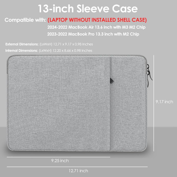 Laptopväska 13\" Enkel Laptop Canvas Väska Grå