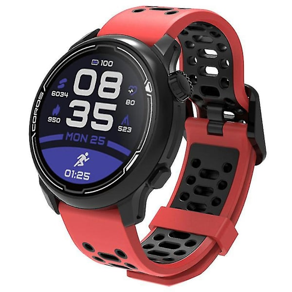 Dubbelfärgad 20 mm silikonklocka för Coros Pace 2/garmin Vivoactive 5/garminactive 5/venu Sq 2 Red Black
