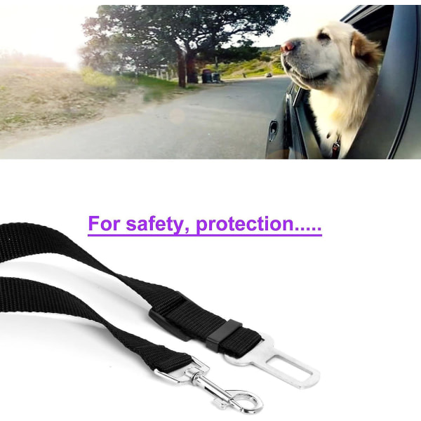 2x Hund/kat/kæledyr Sikkerhedssele Snor til Autostole - Sort