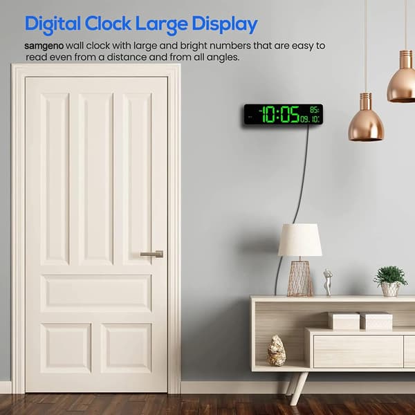 Väckarklocka Digital Klocka med Tid Datum Inomhustemperatur 10\" Stor Display