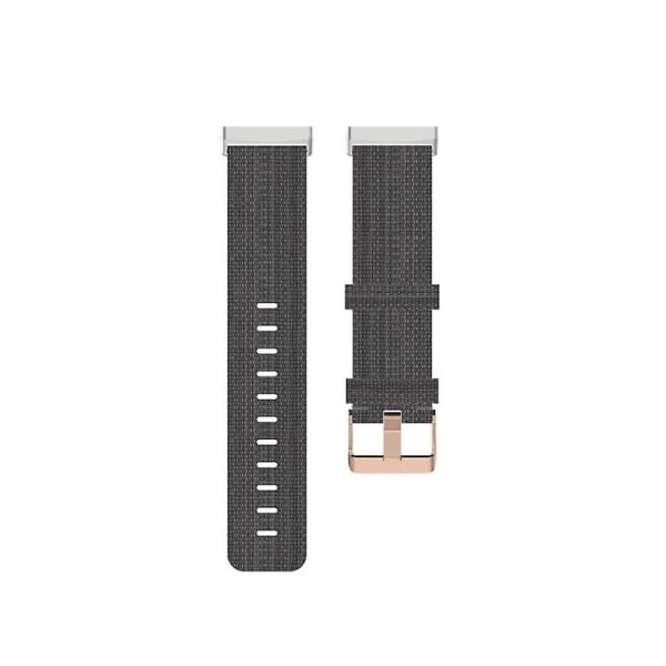 För Fitbit Versa 4 / Sense 2 Universal Nylon Weave Canvas Watch Band Dark Grey