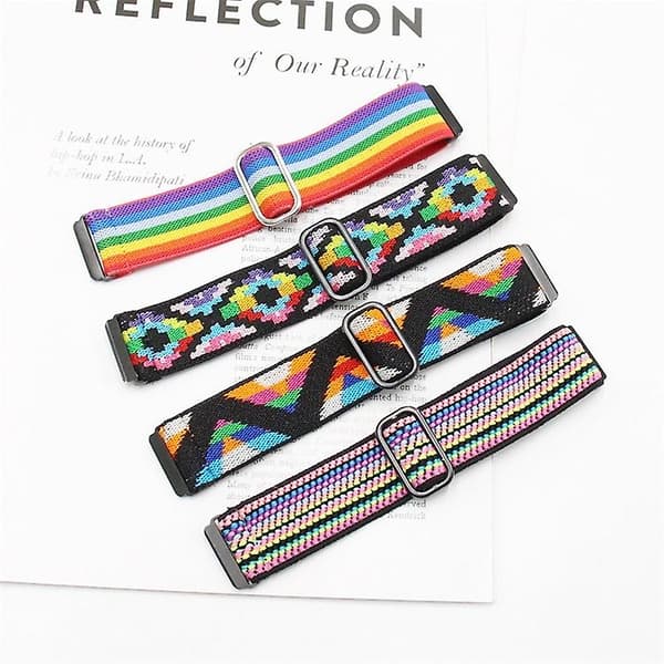 För Fitbit Versa watch Flätad Jacquard Justerbar rem Nylon Watch Band V2-2