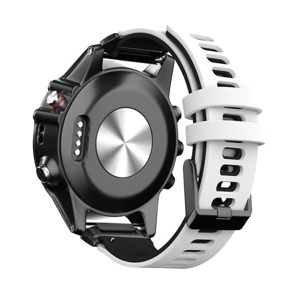 Til Garmin Fenix ​​7 To-farvet Silikone Quick Release Urbånd White Black