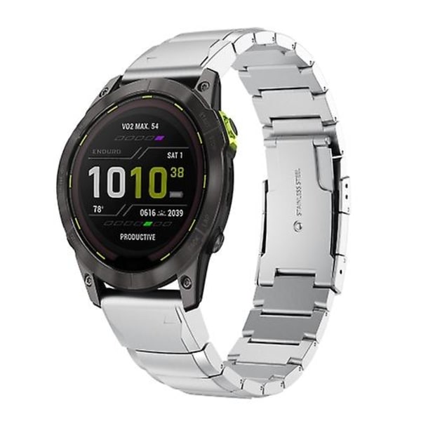 Til Garmin Enduro 2 26mm Tortoise Shell rustfrit stål urbånd Sliver