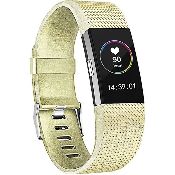 Udskiftningsbånd, der er kompatible med Fitbit Charge 2, Classic & Special Edition justerbare sportsarmbånd Metal-Gold Small