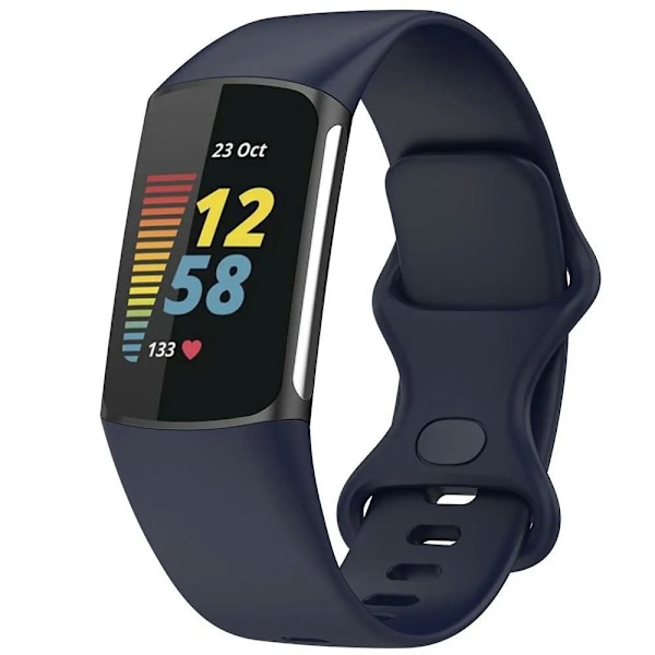 Rem for Fitbit Charge 5 / Charge 6, myke silikon justerbare vanntett sportarmband for kvinner og menn