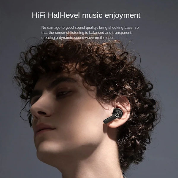 Ekte trådløse Bluetooth-hodetelefoner Bluetooth 5.4 Fargeberøring LED-skjerm