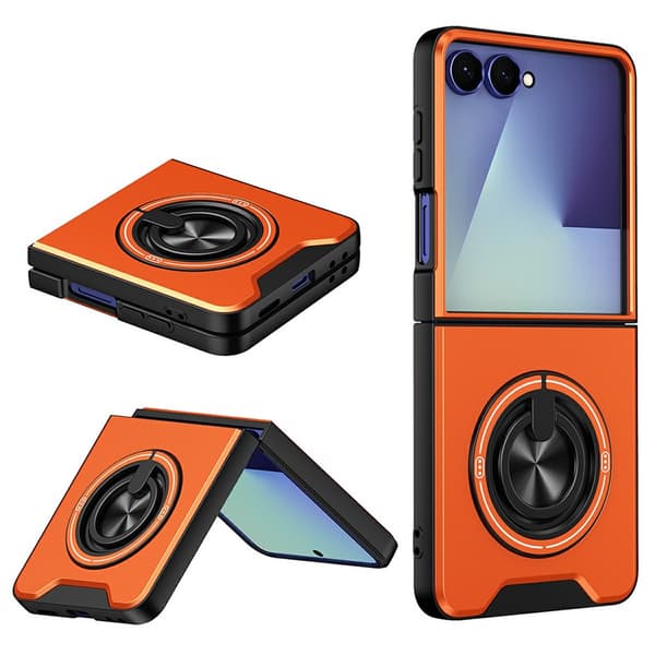 Fodral för Samsung Galaxy Z Flip8, droppsäkert med ringhållare Orange