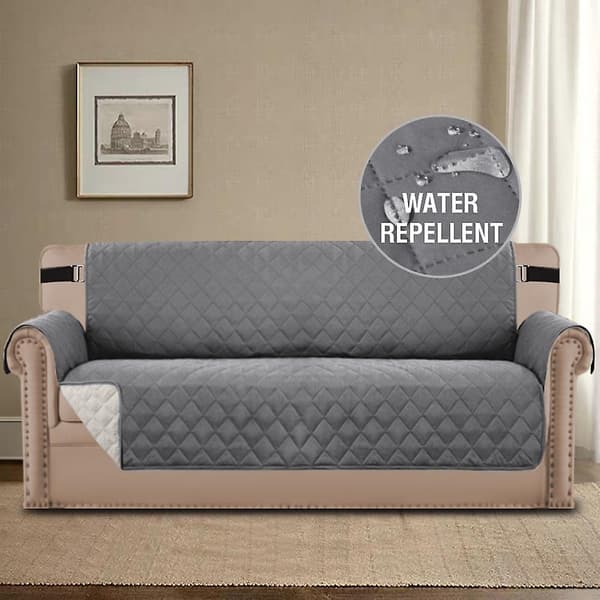 Vanntett sofatrekk Quiltet sofabeskytter sofatrekk for 2-puts sofa Vanntett grå sofa