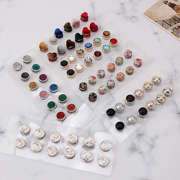 Magnetisk halsduk Brosch Magnetisk knapp Brosch Pearl Pin Brosch Dam 12 delar C