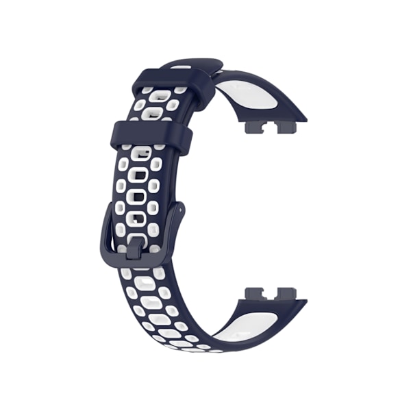 Dubbelfärgad silikonersättningsrem för smartklocka för Huawei Strap 8 (midnattsblå vit)