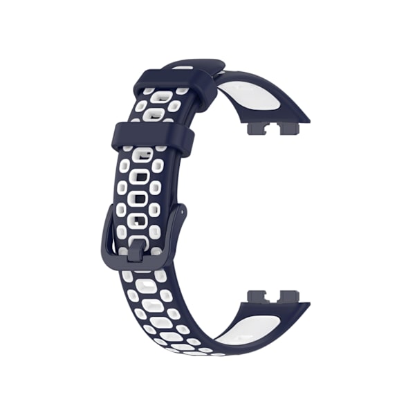 Kaksivärinen silikonihihna älykellolle Huawei Strap 8:lle (keskiynsininen valkoinen)