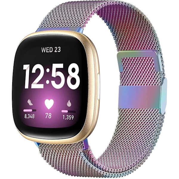 Magnetiska band kompatibla med Fitbit Versa 3 och Sense Smartwatch- Multi Color Colorful Small