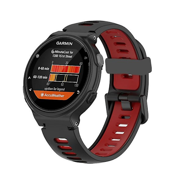 Til Garmin Forerunner 735 / 235 tofarvet silikone urrem Black-Red