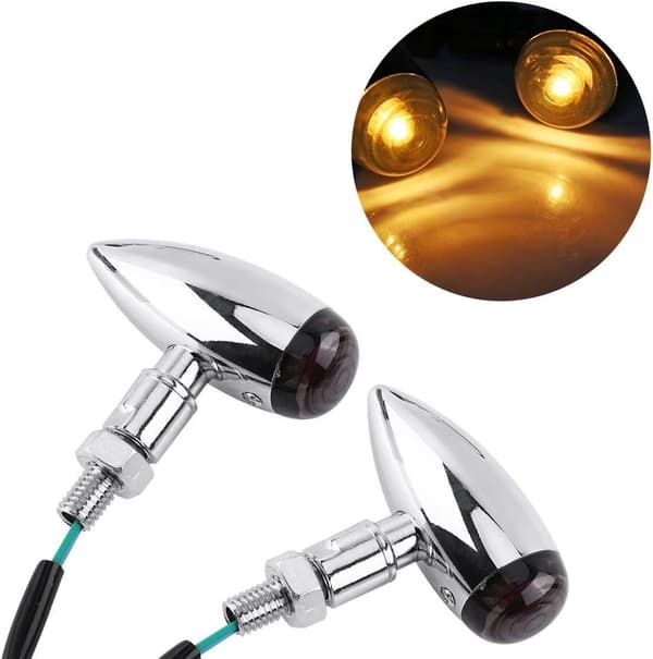 Motorsykkelblinklys - 2 stk Kuleformede Amber LED Blinklys