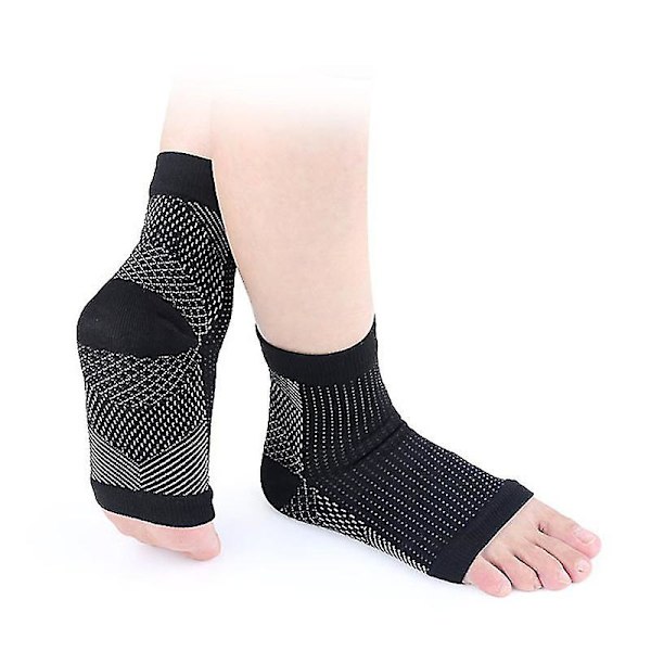 1 par kopparinfunderade kompressionsstrumpor Ankelstöd smärtlindrande strumpor Black L-xl