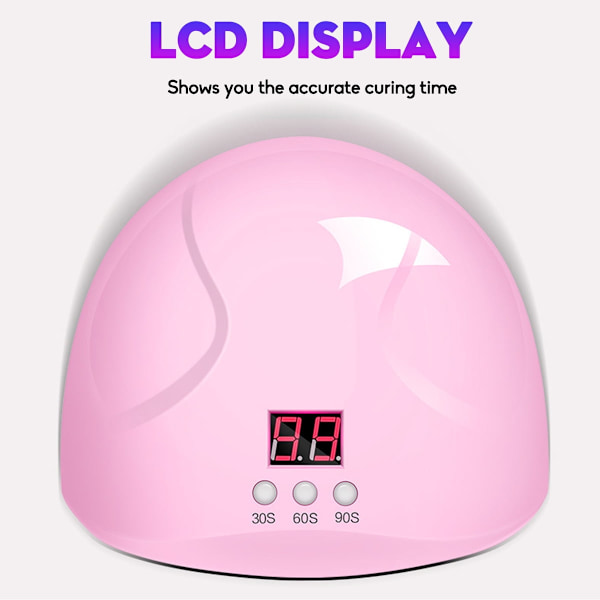 Negldørker 48W UV LED Neglelampe Med Autosensor Bærbar UV Lampe For Gel Lakk Rosa