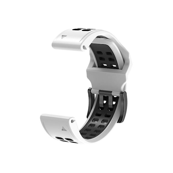 Rem for Garmin Fenix 7 22 mm dobbel rad hull to-farget silikon klokkearmbånd hvit svart