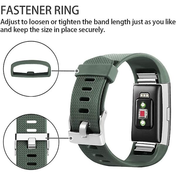 Udskiftningsbånd, der er kompatible med Fitbit Charge 2, Classic & Special Edition justerbare sportsarmbånd Olive Green Large