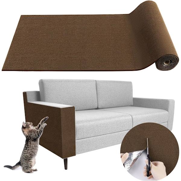 Møbelbeskyttelse, selvklebende, klippbart katteklorbrett for katteklorstolpe, sofa (brun/40X100cm)