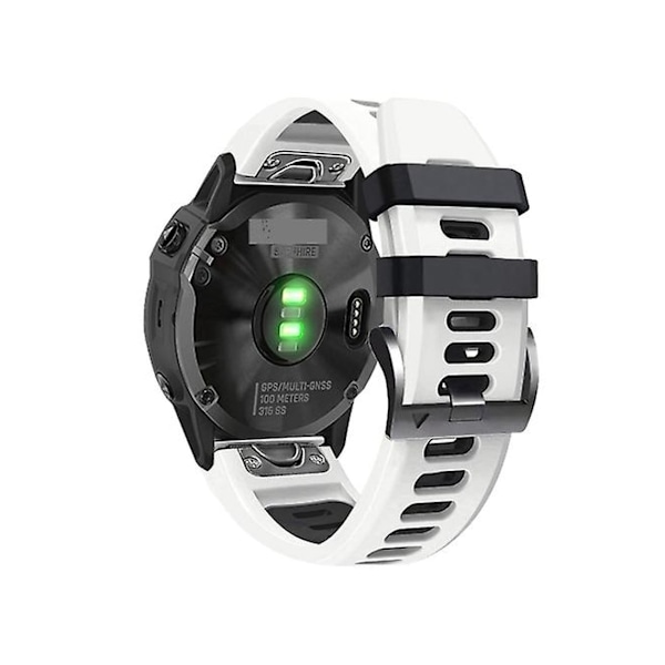 Rem til Garmin Fenix 5 22Mm Silikone Sports Tofarvet Rem Hvid-Sort