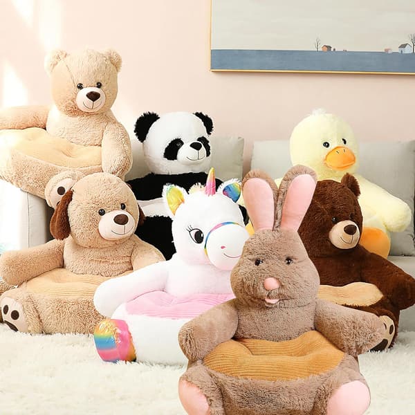 Barnesofa, myk og komfortabel plysjsofa, dekorasjon til barnerom (Panda)