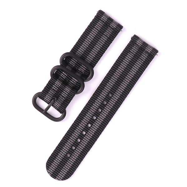 Til Suunto 7 Tre-rings stålspænde Nylon urrem Black Grey