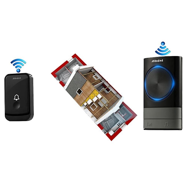 Udendørs vandtæt trådløs dørklokke Smart Home dørklokke Chime Kit EU Plug