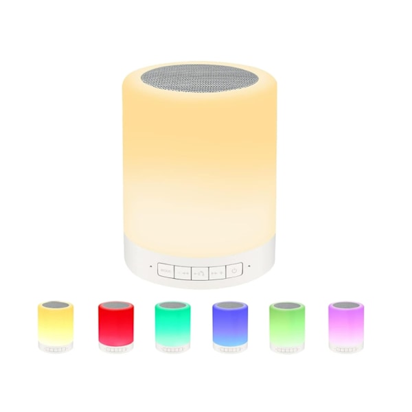 Touch Sensitive Bedside Lamp with Bluetooth Speaker Table Night Light 3 Touch Dimmable Modes and 7 Colors to Switch